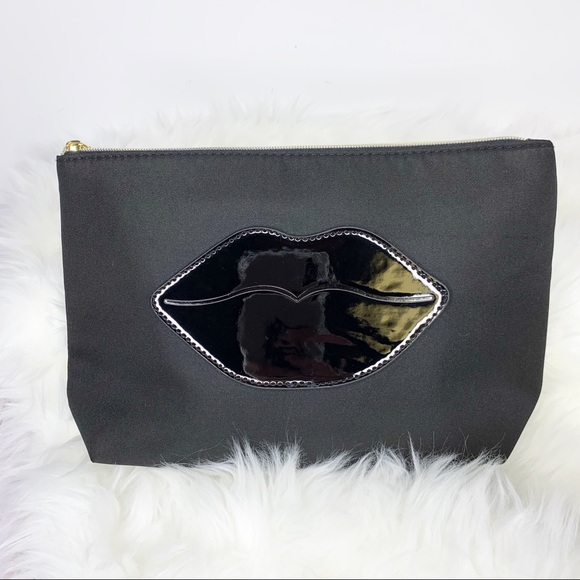 Lancome Handbags - LANCÔME Black Makeup Cosmetic Bag Lips Zip Top
